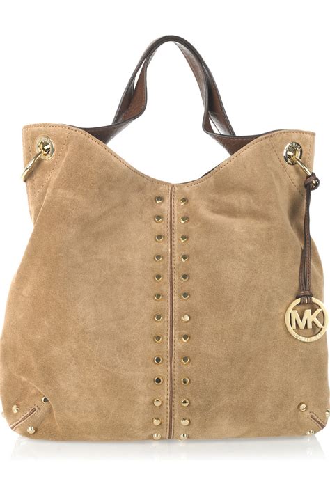 michael kors multifunction tote brown|Michael Kors brown suede purse.